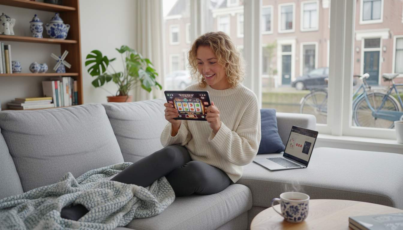 A woman playing online casino games